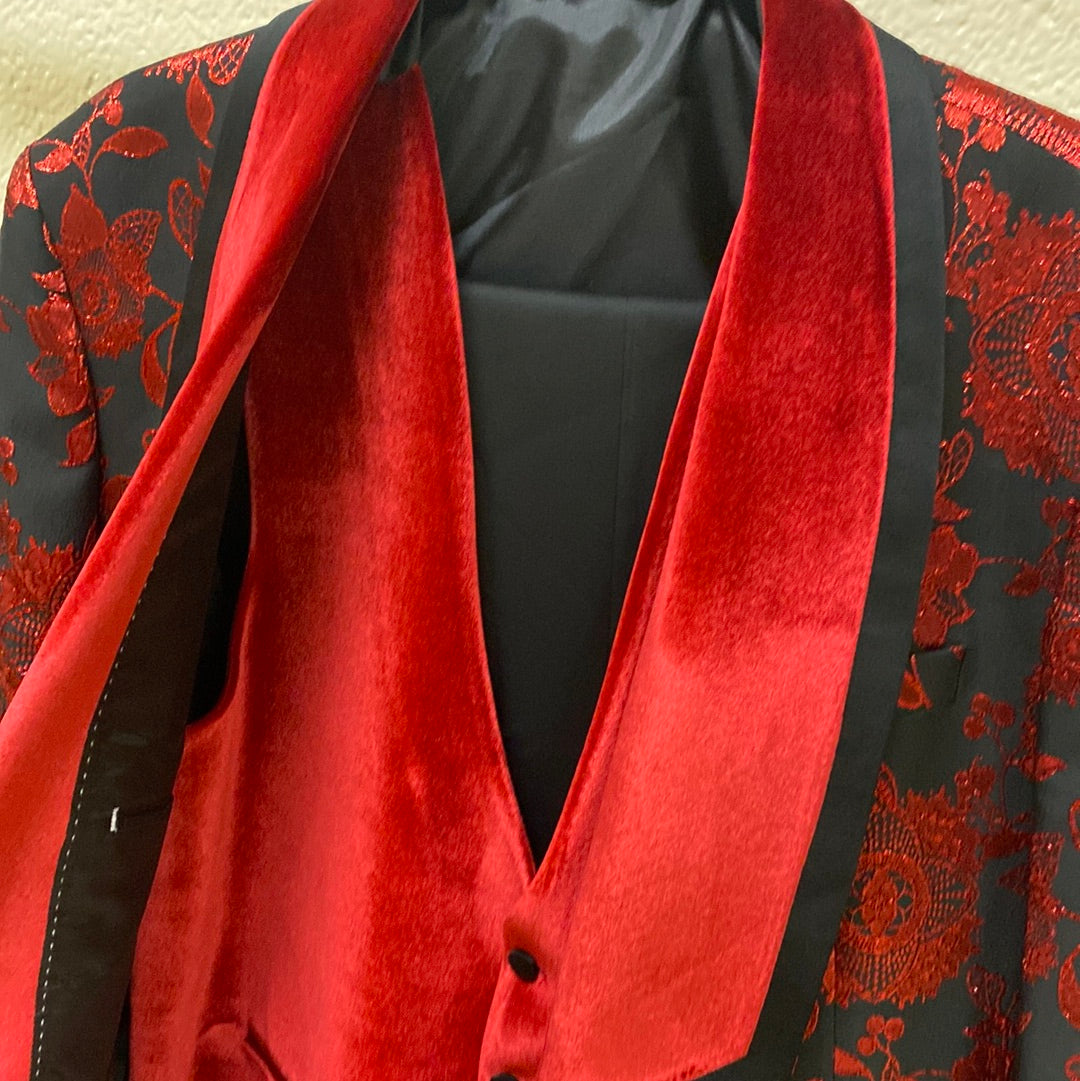 Red & Black 3P Shawl lapel suit