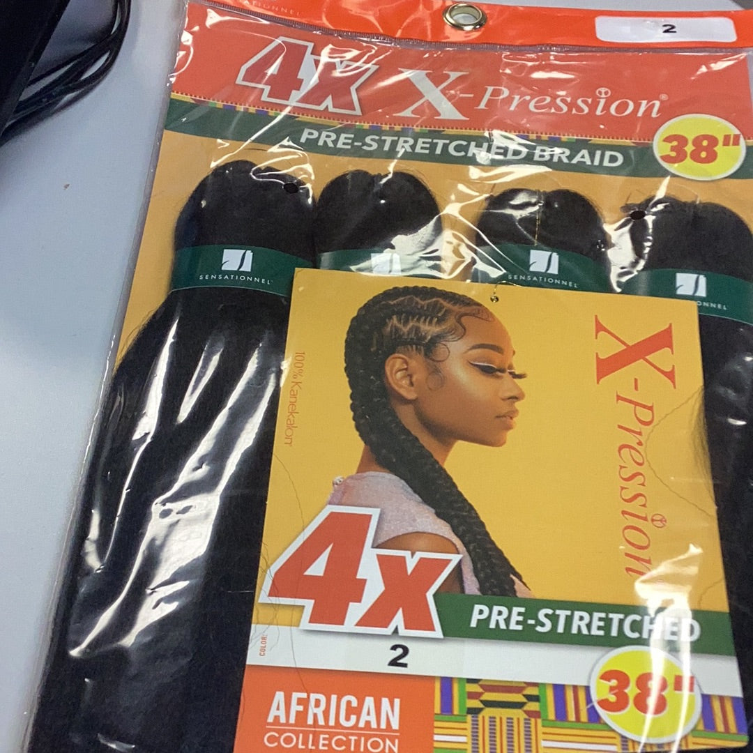 4 X   X-Pression Pre-Stretched Braid 38”  2