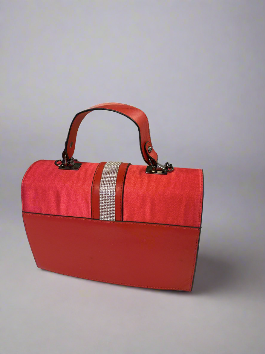 Red shimmer hand bag