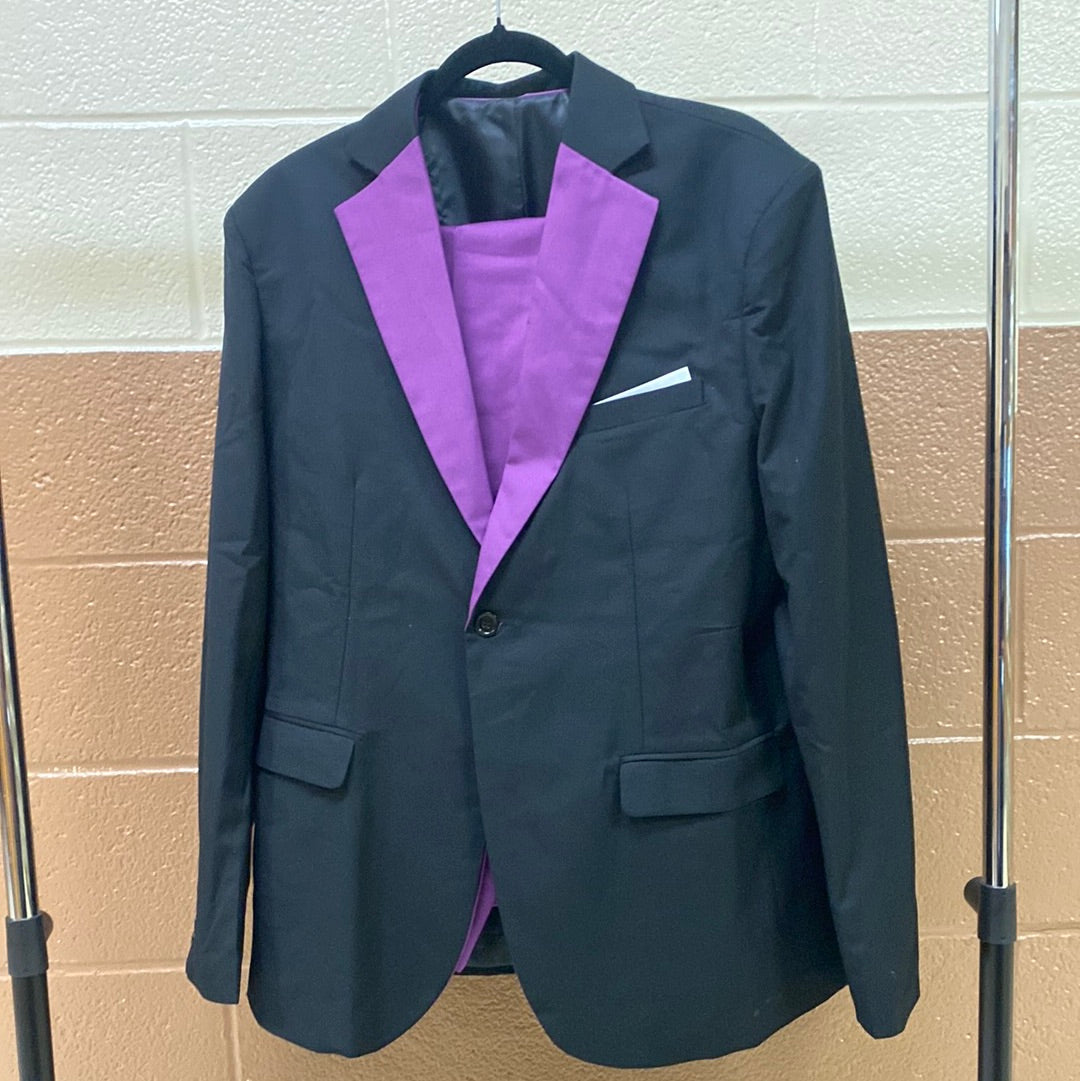 Purple & Black 3P peaked lapel suit