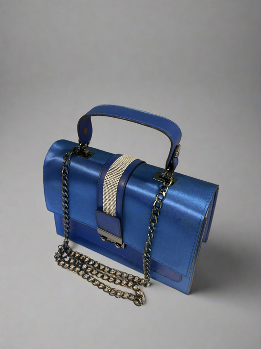 Blue shimmer hand bag