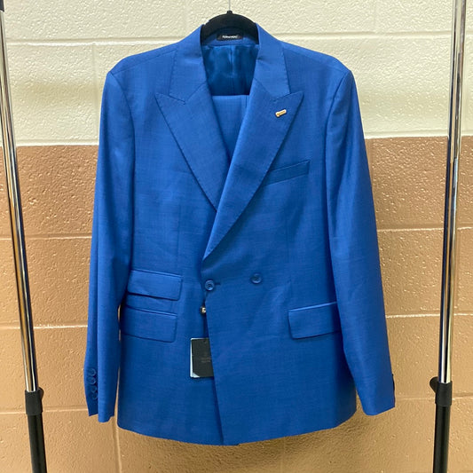 Blue slim fit 2P peak lapel suit