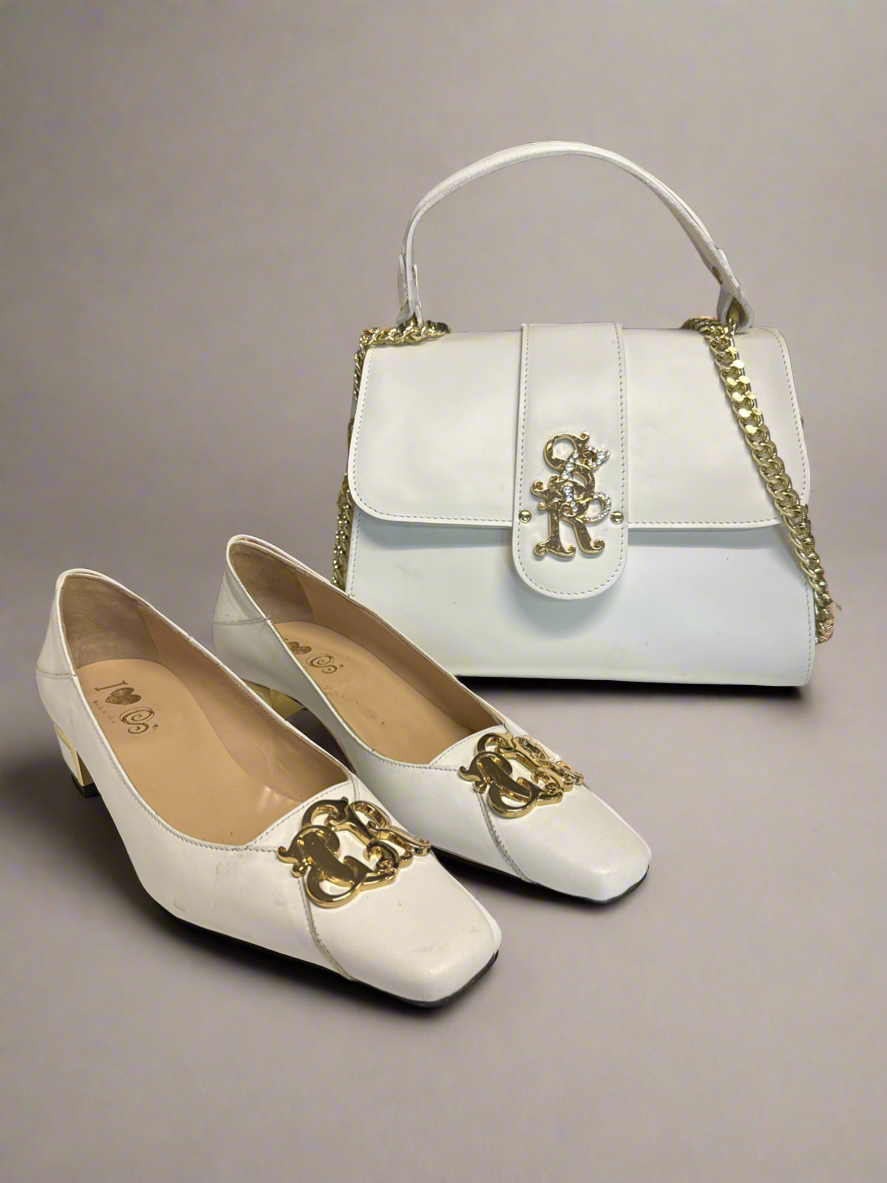 Snowfall white cerruti purse & heels (37) cerruti