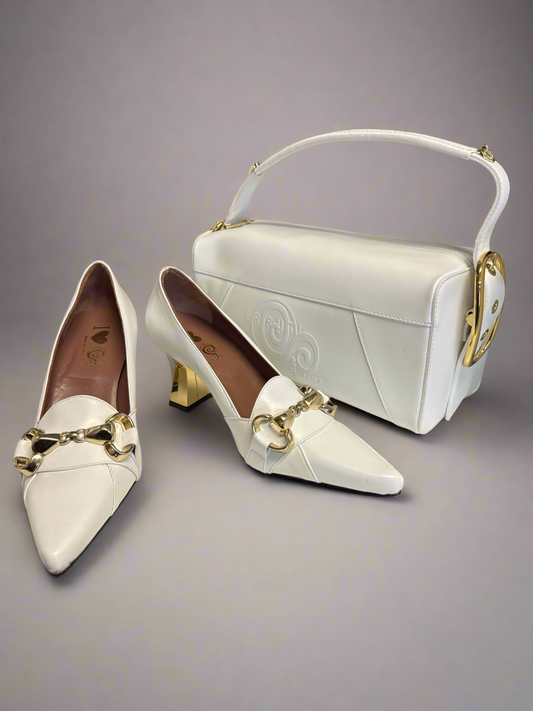 Snow queen white cerruti purse & heels (38) cerruti