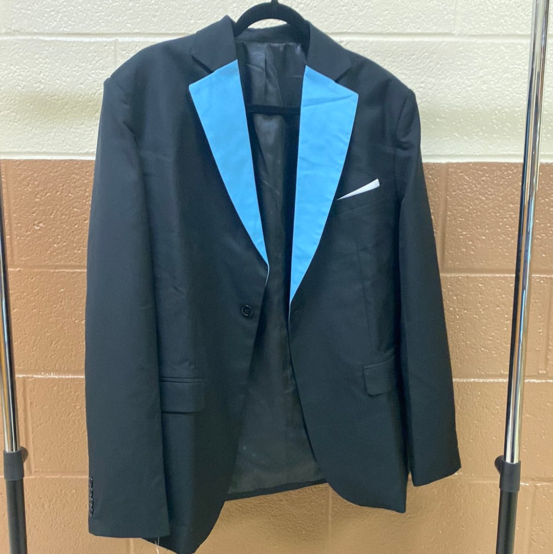 Baby Blue & Black 3P peaked lapel suit