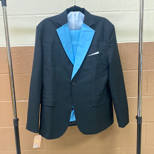 Baby Blue & Black 3P peaked lapel suit