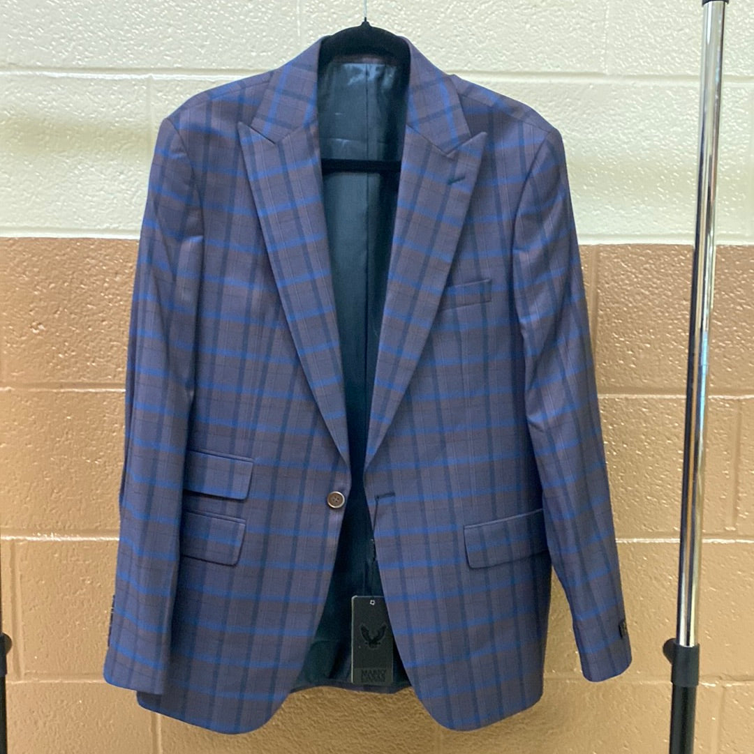 Purple plad 3P peak lapel suit