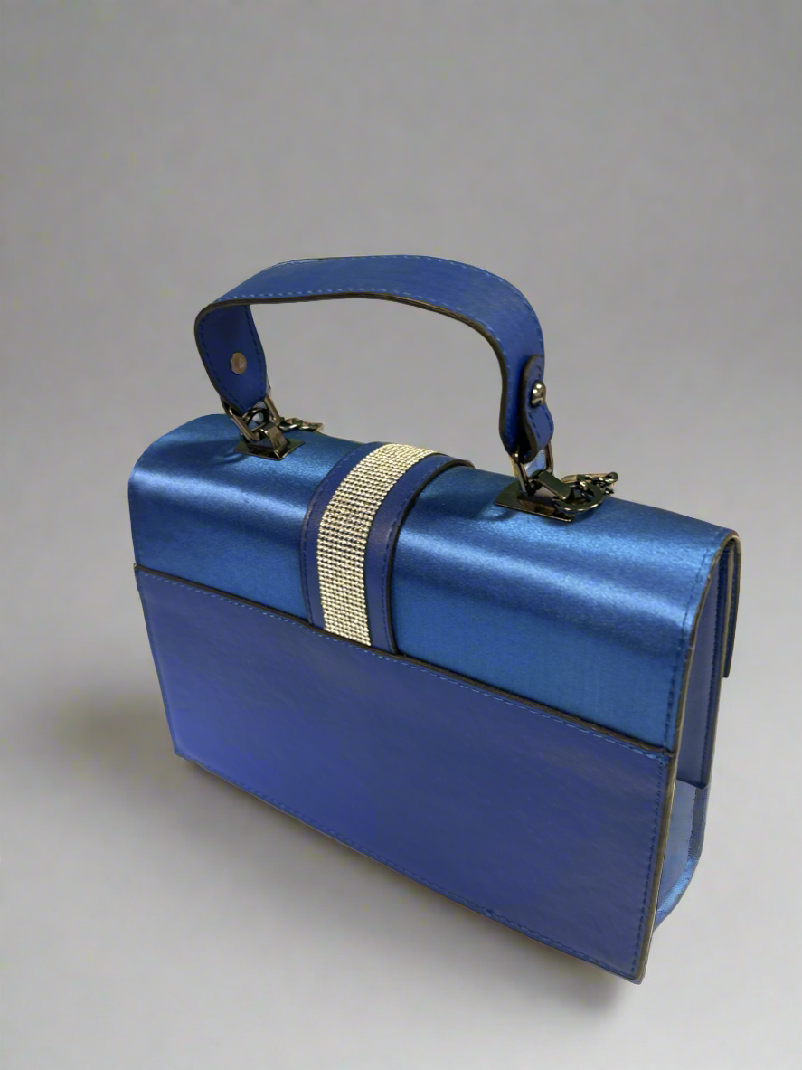 Blue shimmer hand bag