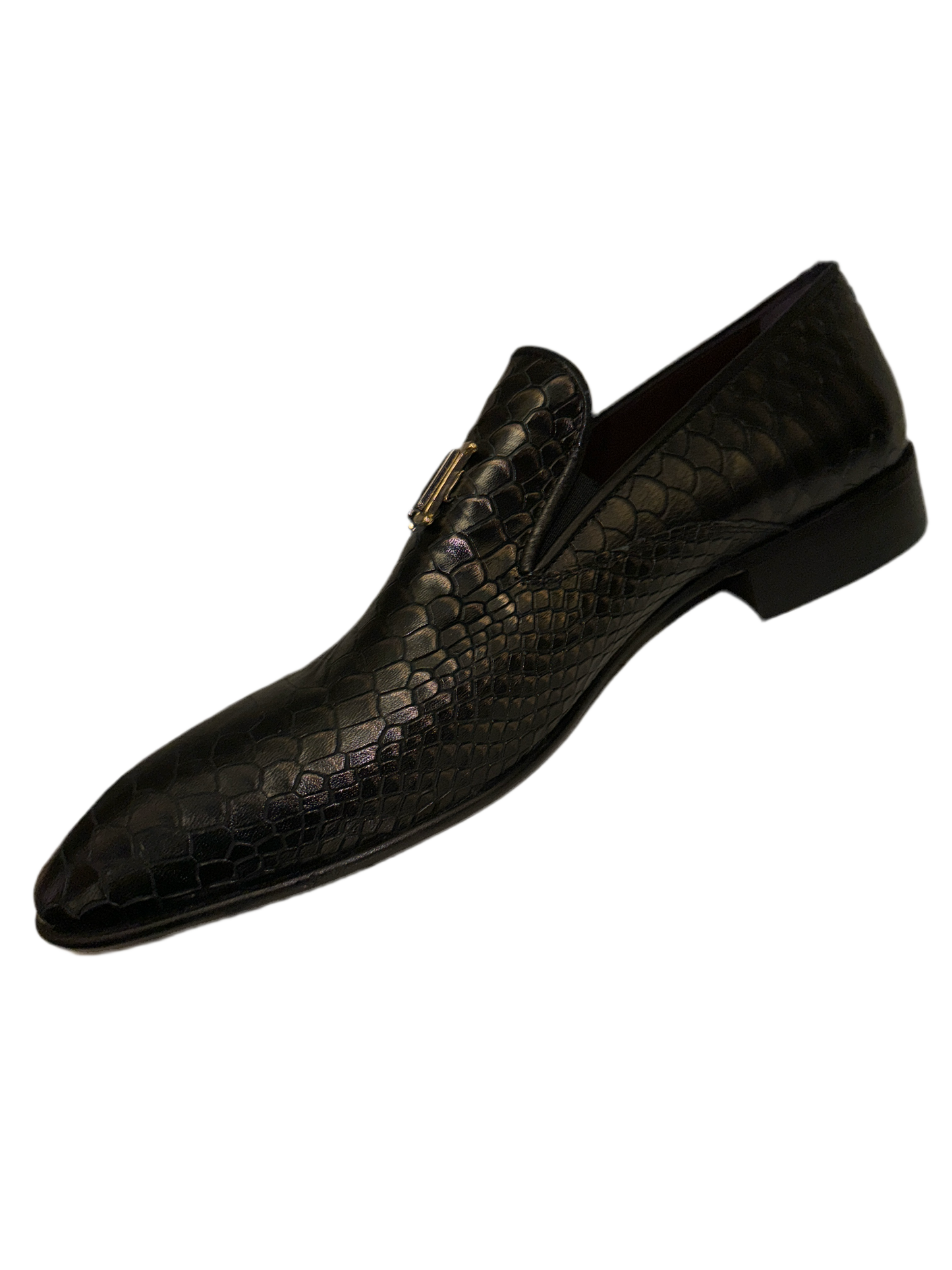 H snake skin loafers