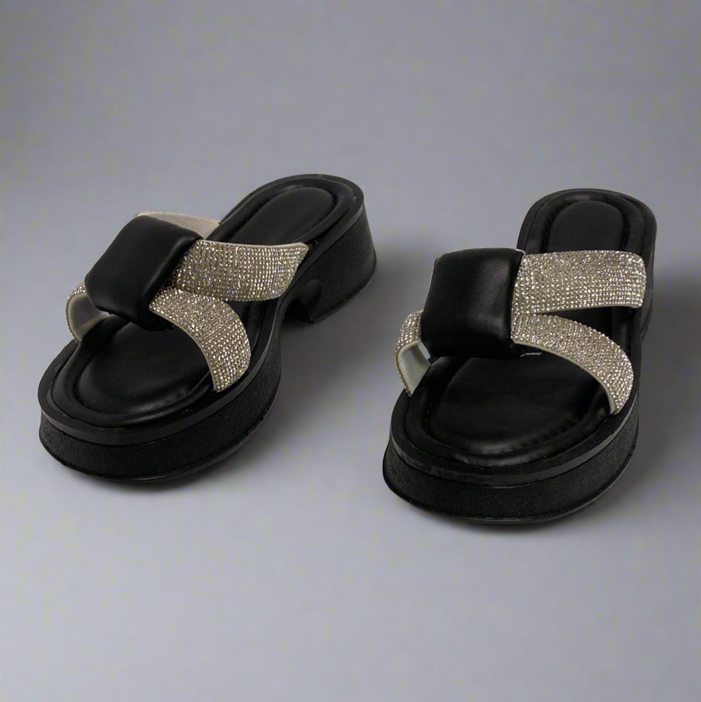 Black Low heel sandals