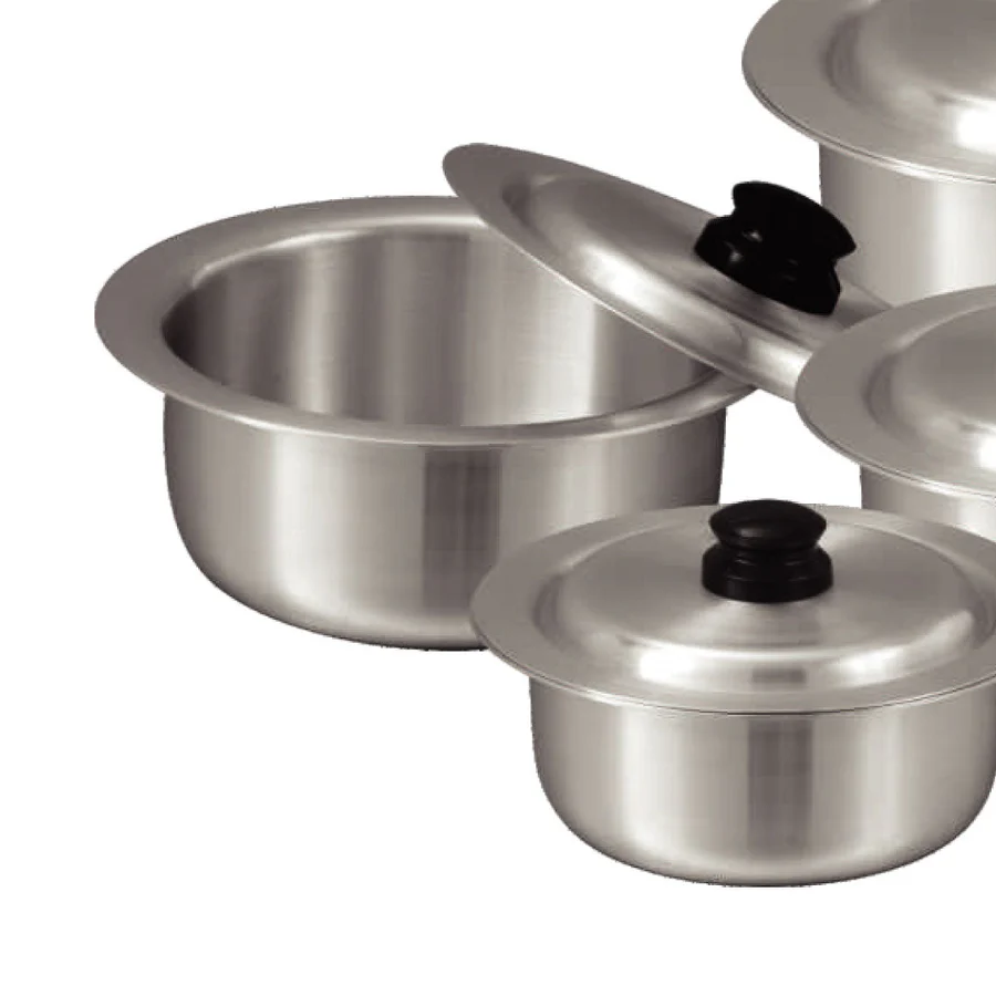 Sonex Aluminium Metal Finish Global Cooking Pot Set with Lids 6pc Set - 2.5, 3.5, 5, 6.5, 9, 11 liters