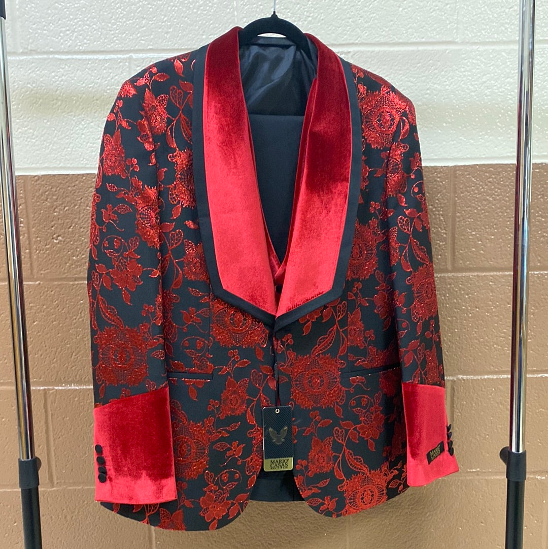 Red & Black 3P Shawl lapel suit