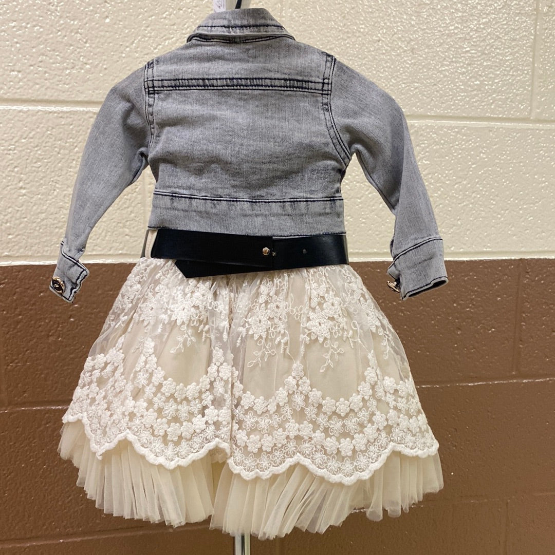 Kids dress & jean jacket with belt