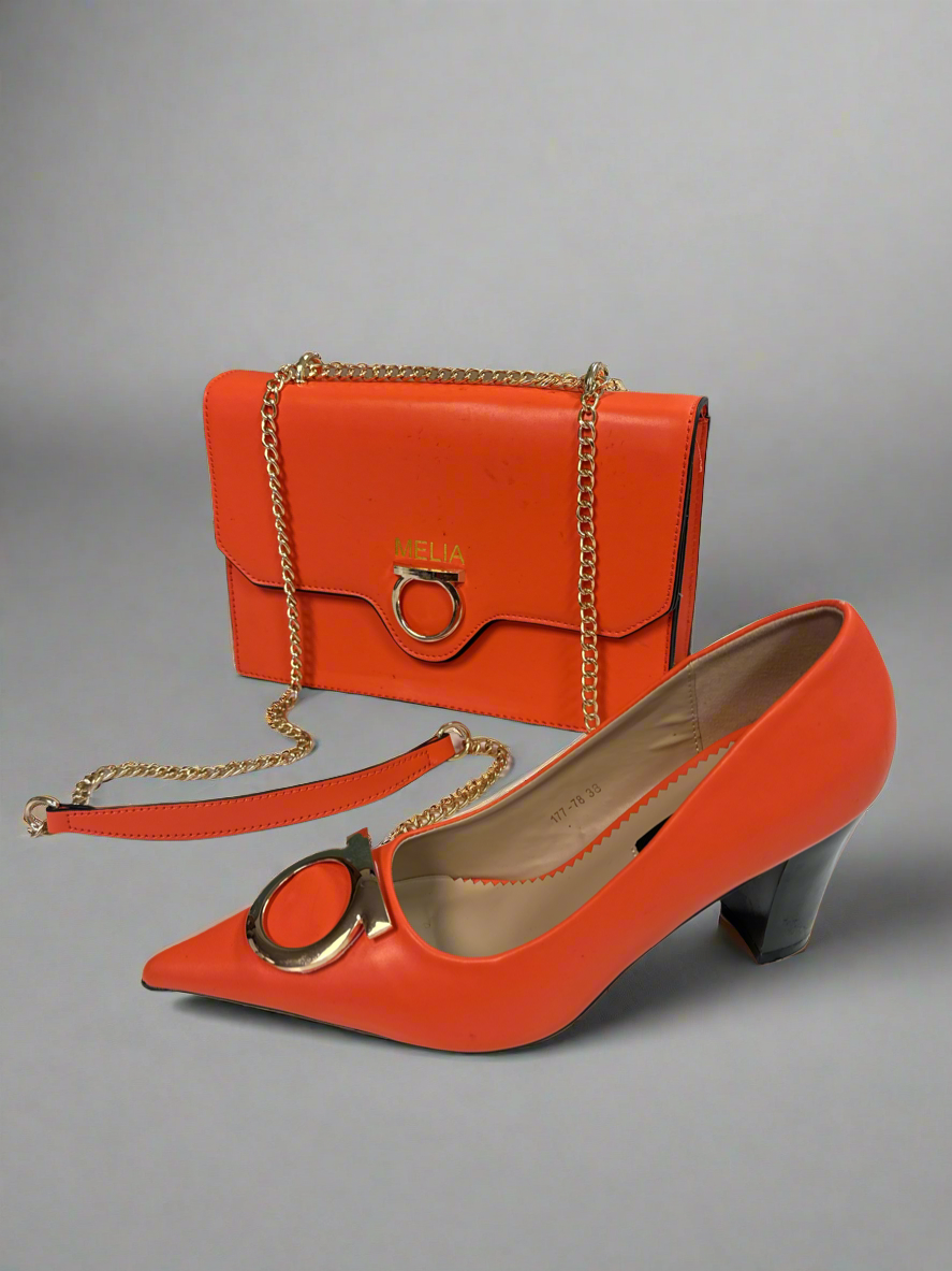 Sunset orange Bag & Heels (38)