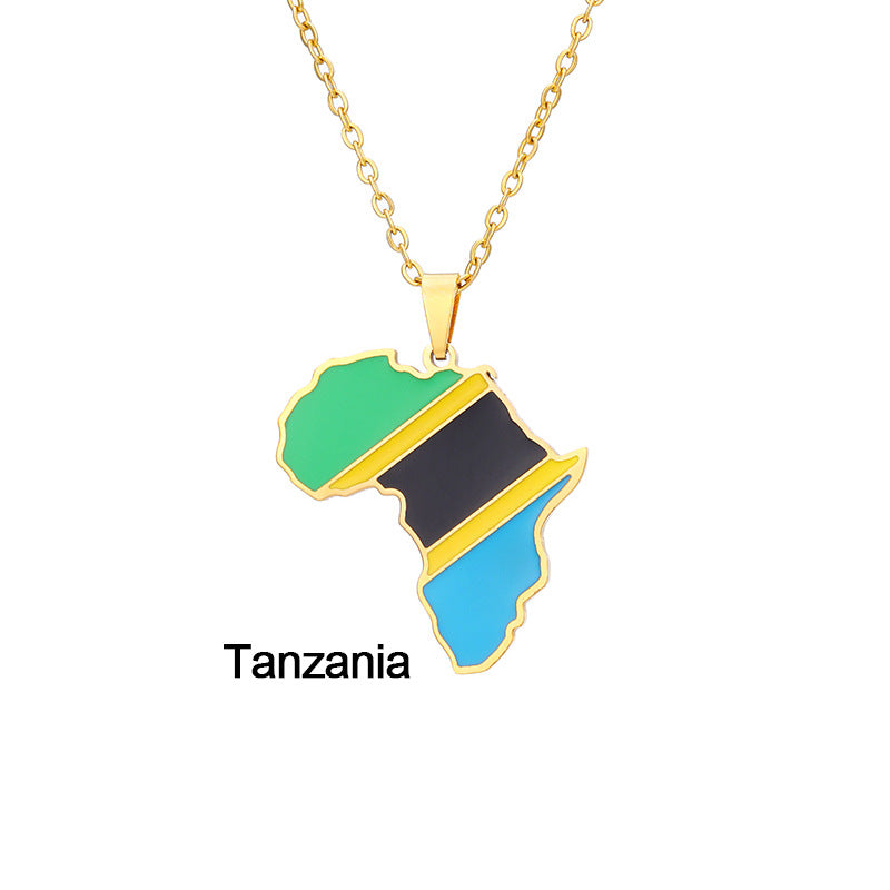 African Flag neckless (Stainless Steel, no fade)