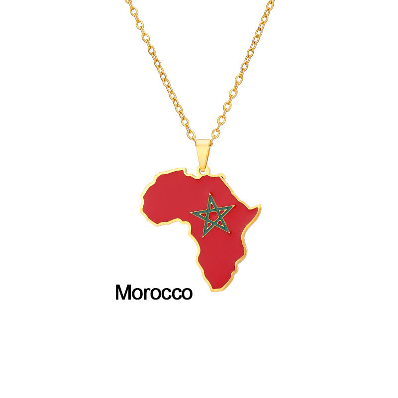 African Flag neckless (Stainless Steel, no fade)