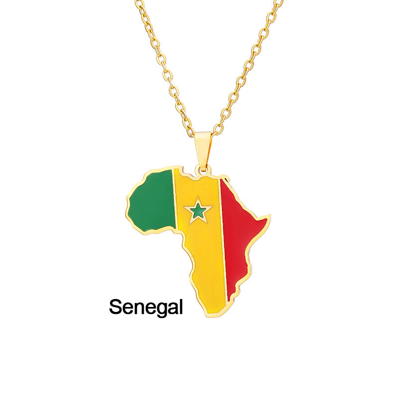 African Flag neckless (Stainless Steel, no fade)