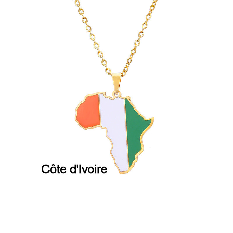 African Flag neckless (Stainless Steel, no fade)