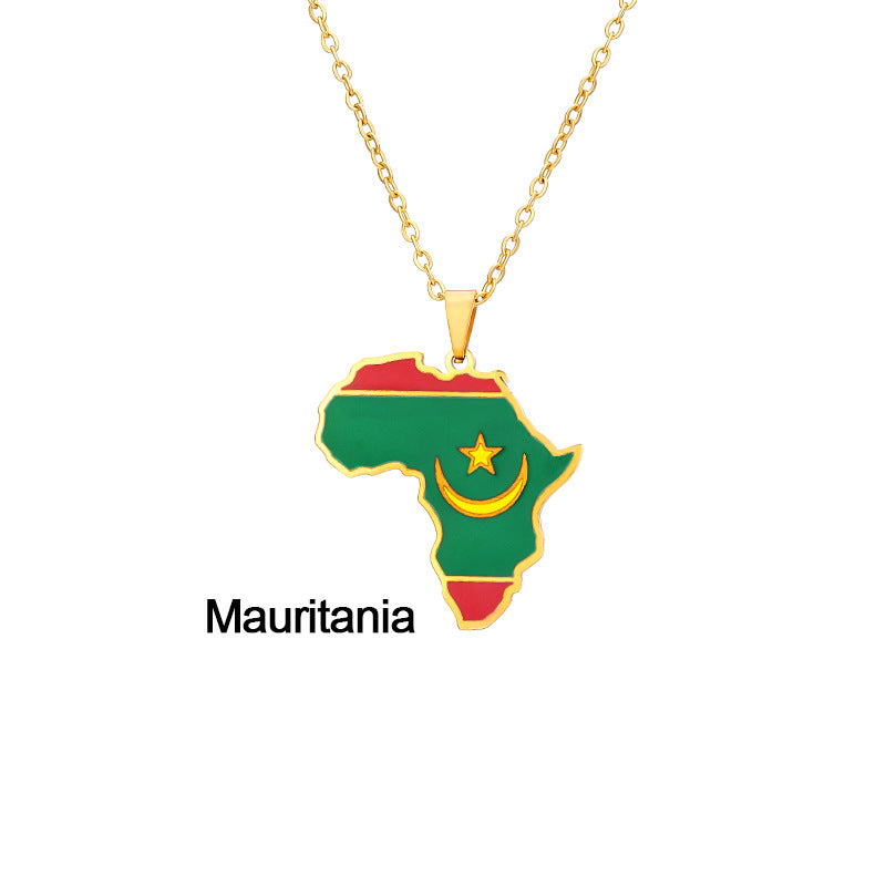 African Flag neckless (Stainless Steel, no fade)