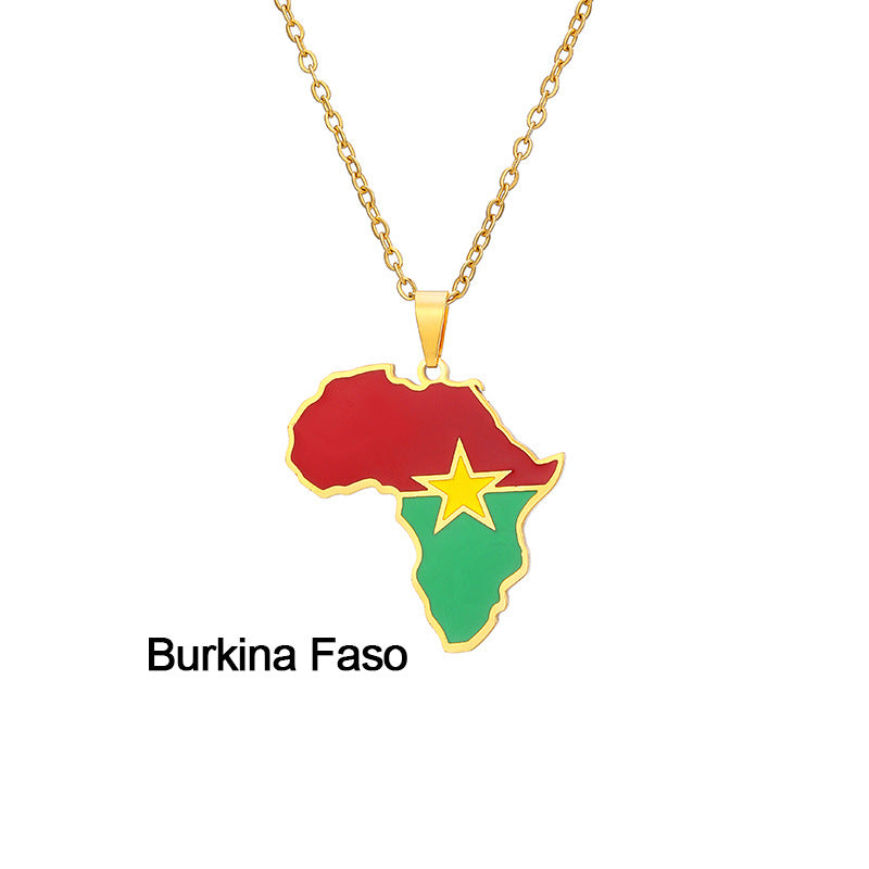 African Flag neckless (Stainless Steel, no fade)