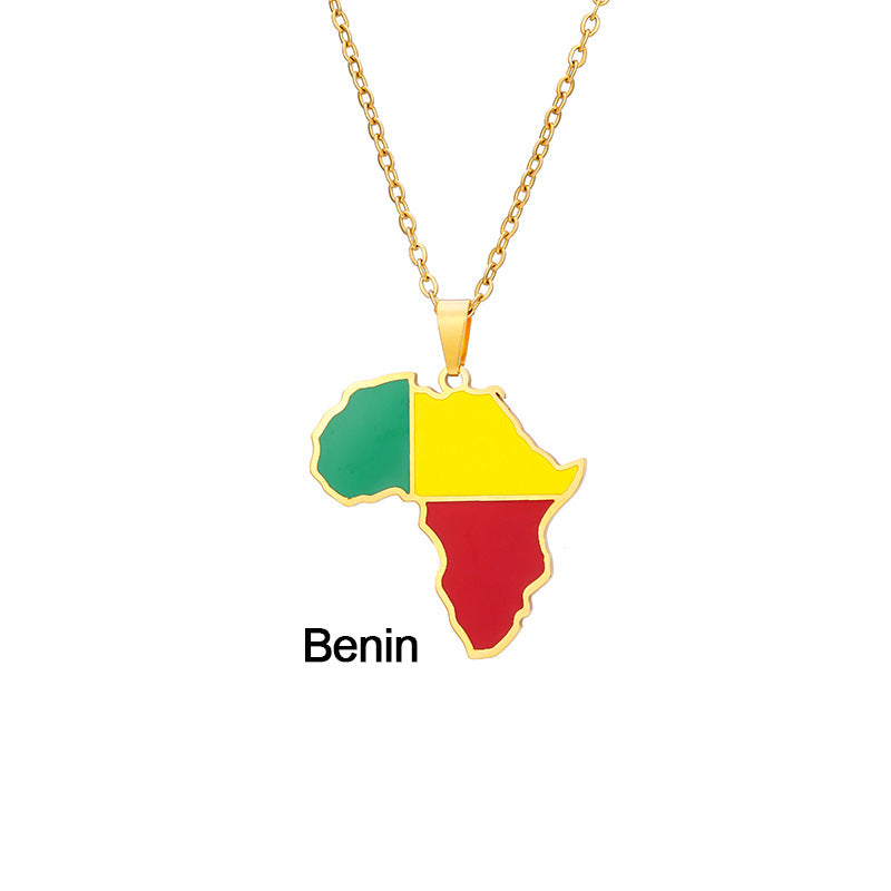 African Flag neckless (Stainless Steel, no fade)