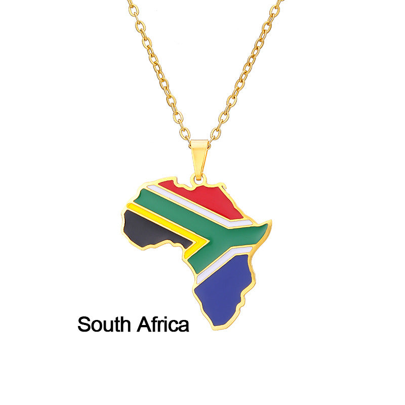 African Flag neckless (Stainless Steel, no fade)