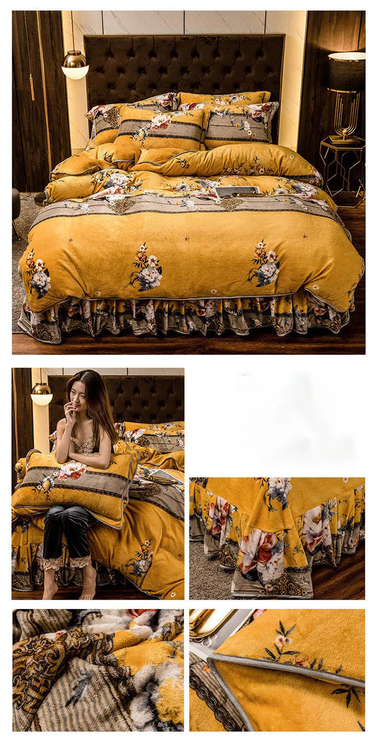 Fleece Warm Luxury Queen Size Bedding Set