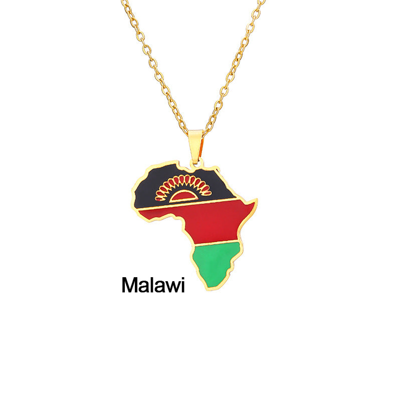 African Flag neckless (Stainless Steel, no fade)