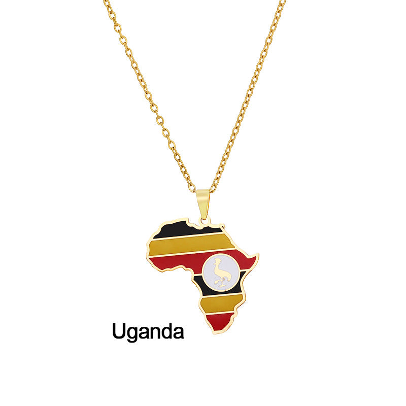 African Flag neckless (Stainless Steel, no fade)