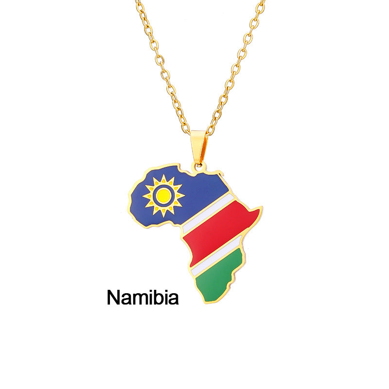 African Flag neckless (Stainless Steel, no fade)