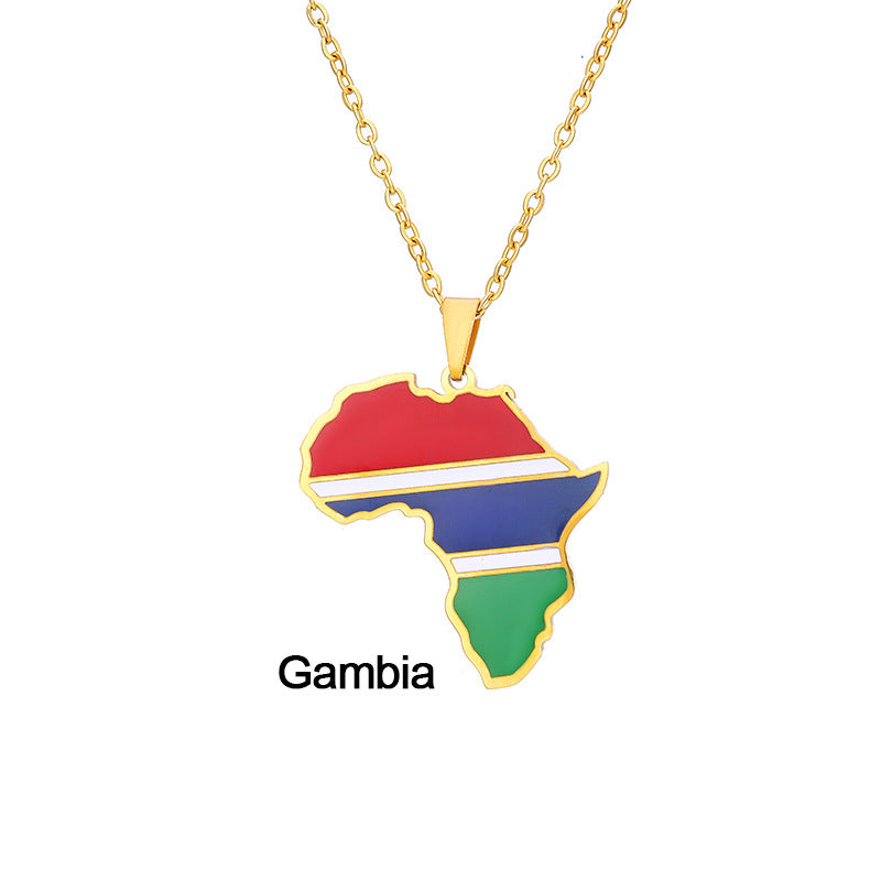 African Flag neckless (Stainless Steel, no fade)