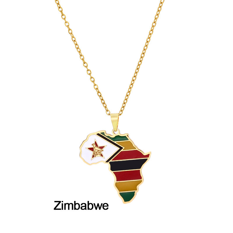 African Flag neckless (Stainless Steel, no fade)