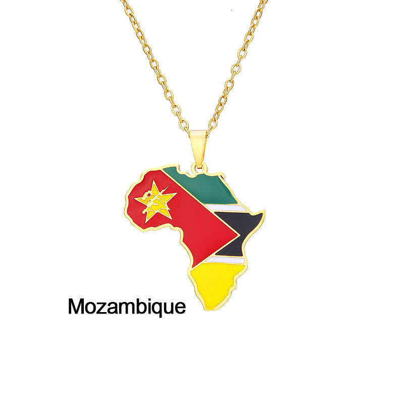 African Flag neckless (Stainless Steel, no fade)