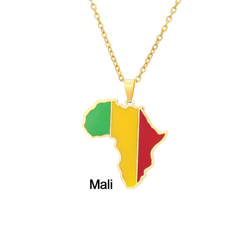 African Flag neckless (Stainless Steel, no fade)