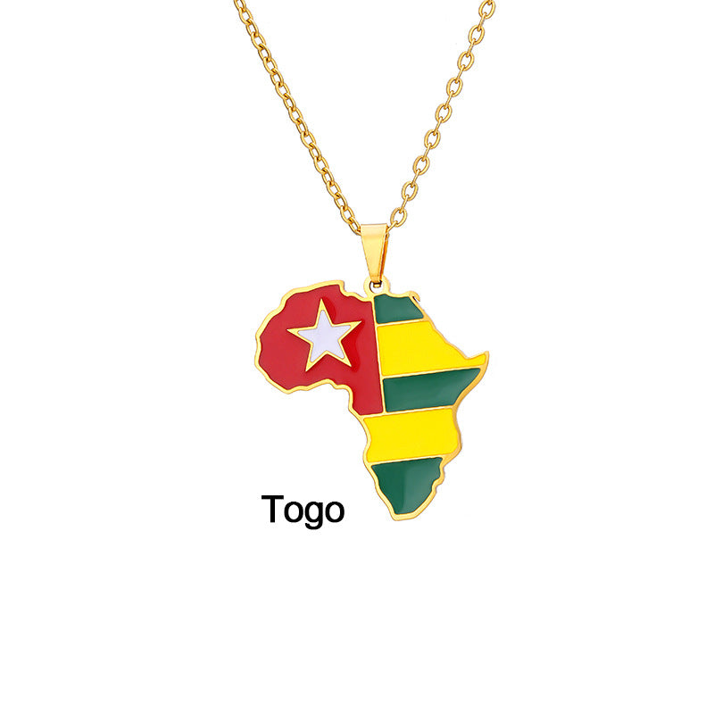 African Flag neckless (Stainless Steel, no fade)