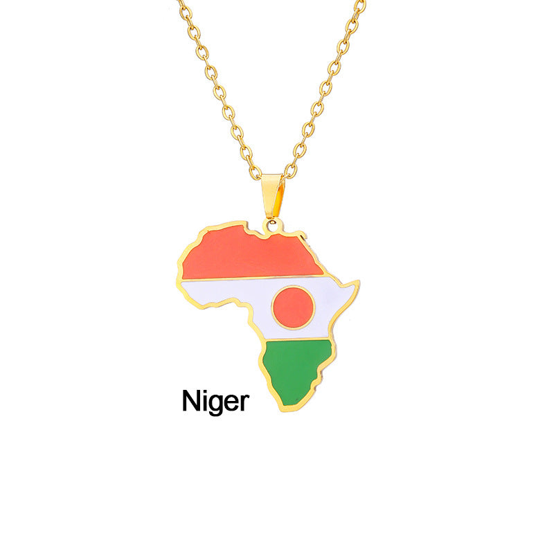 African Flag neckless (Stainless Steel, no fade)