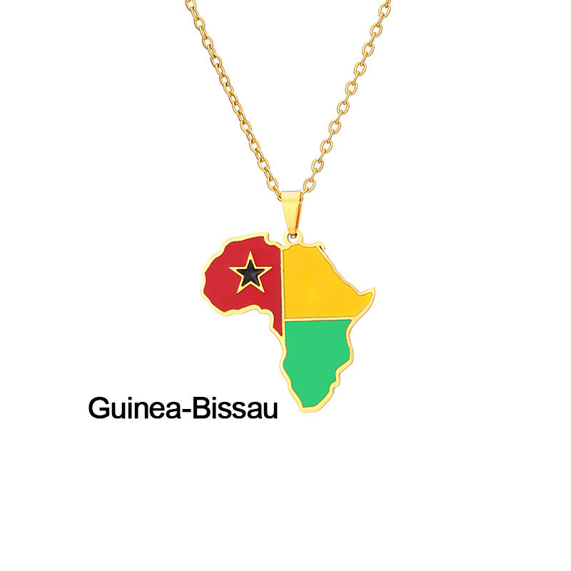 African Flag neckless (Stainless Steel, no fade)