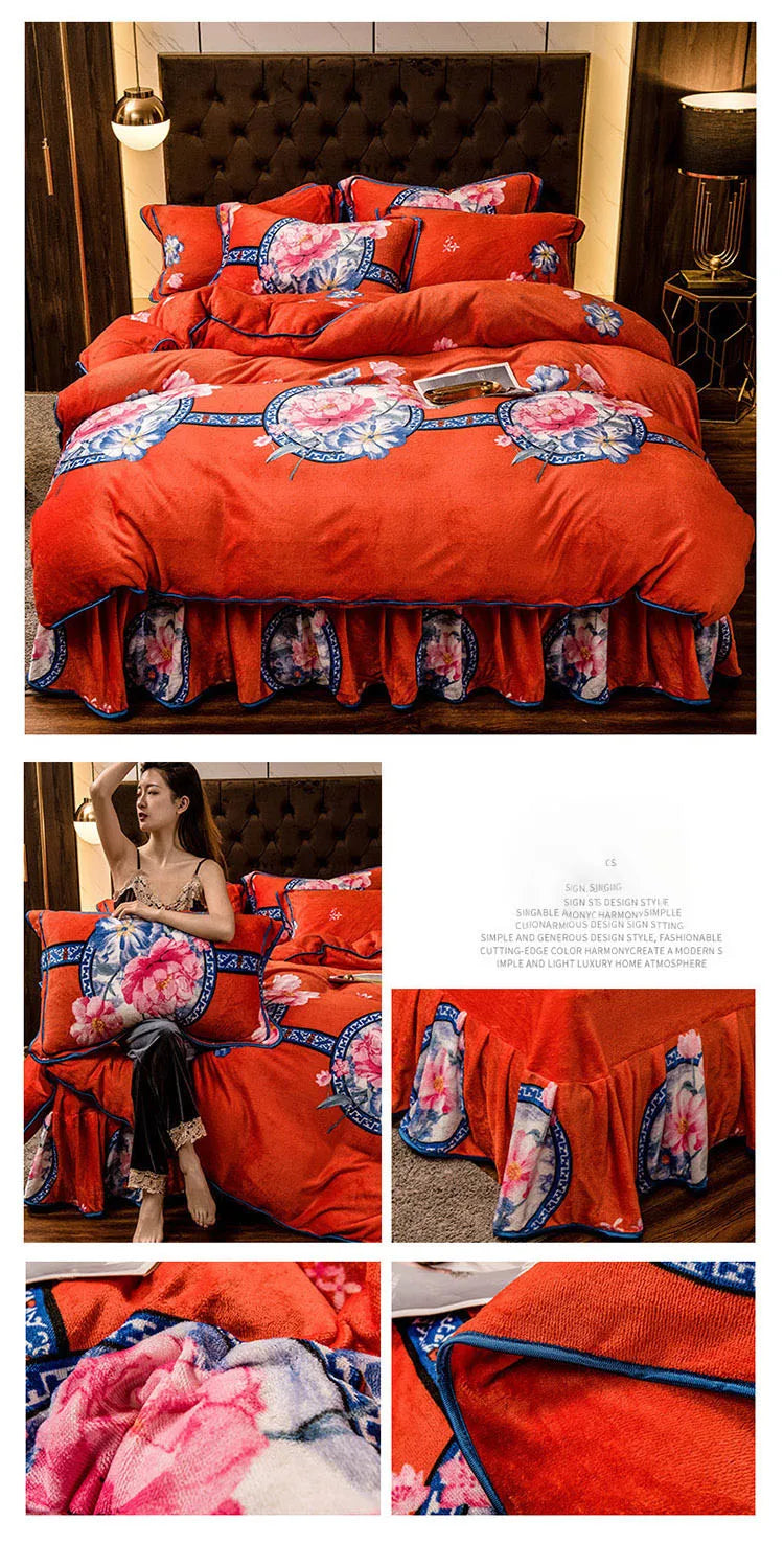 Fleece Warm Luxury Queen Size Bedding Set