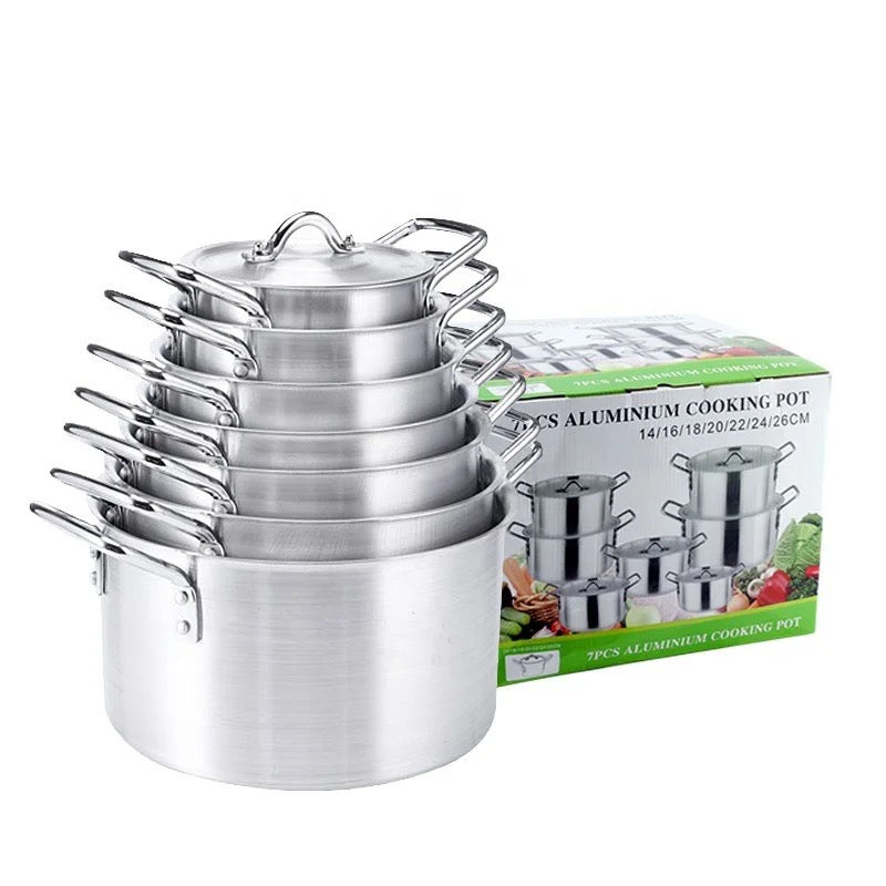 Aluminum cooking pots 7pcs set