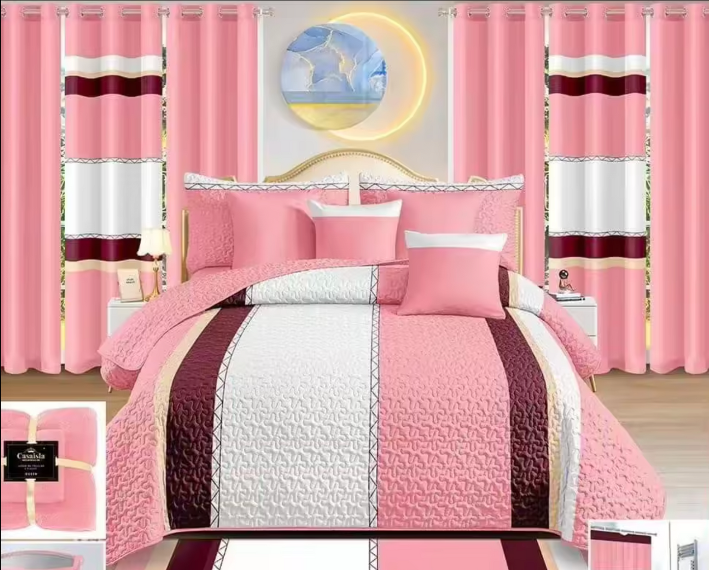 24pieces bedding set with curtains