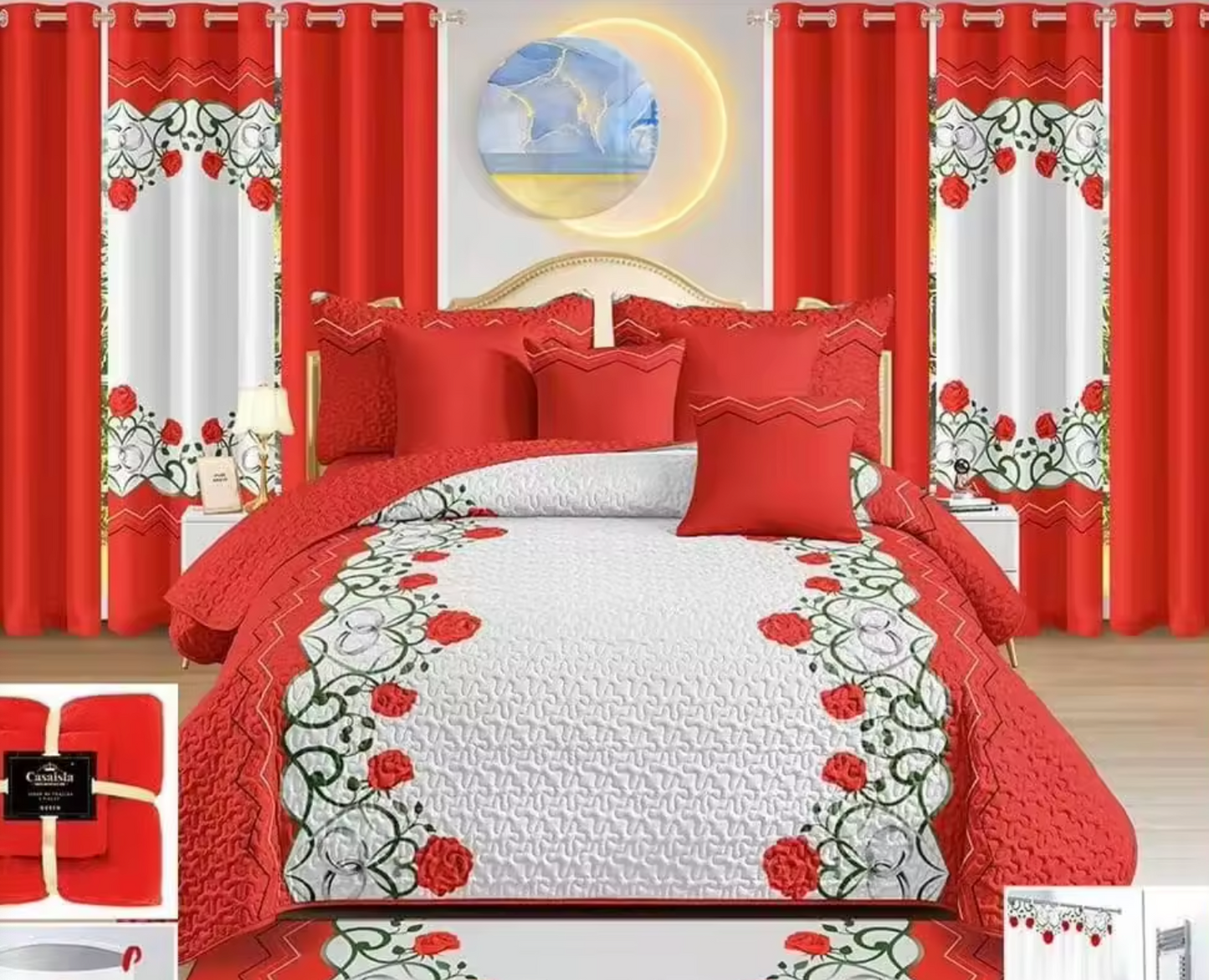 24pieces bedding set with curtains