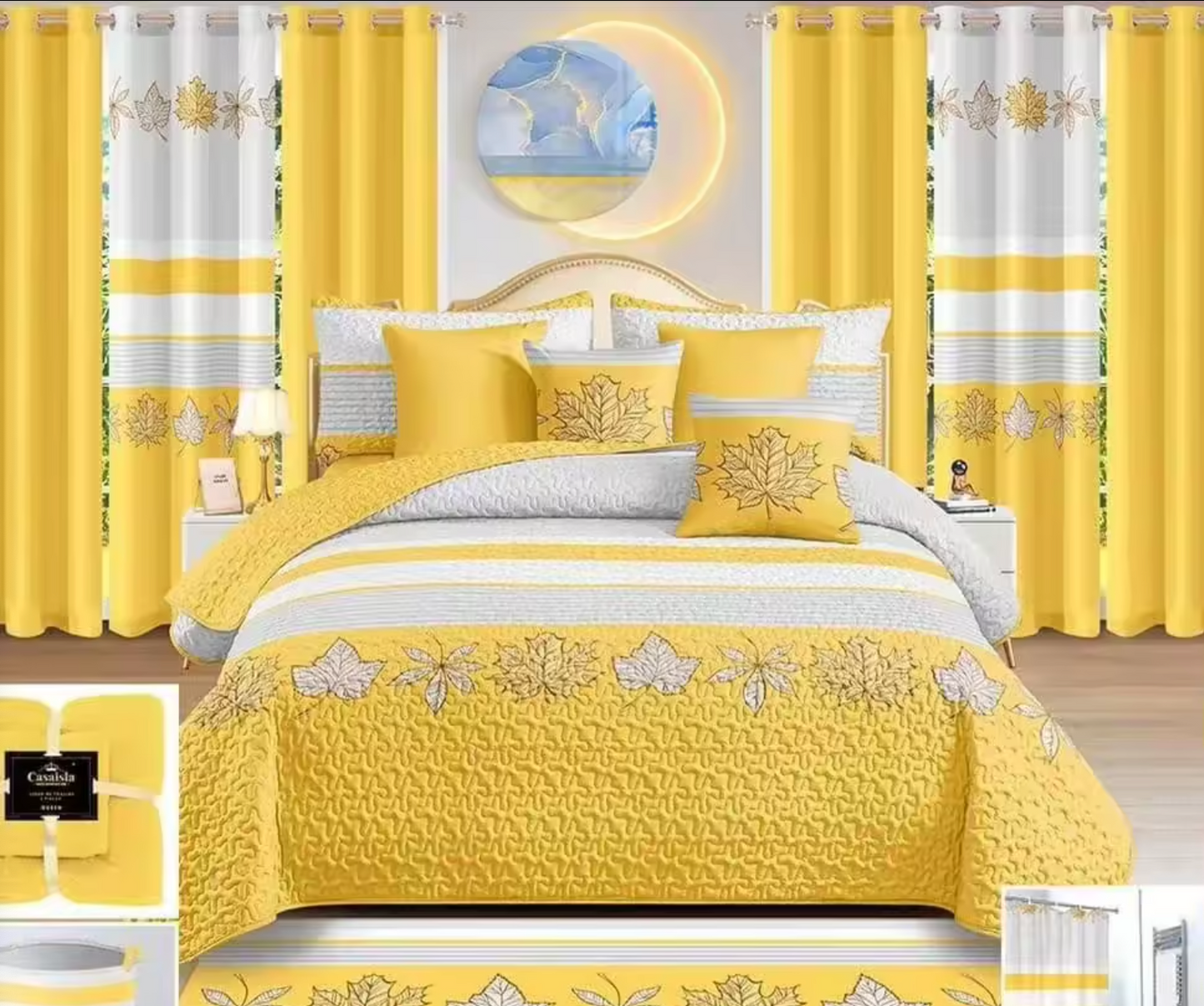 24pieces bedding set with curtains