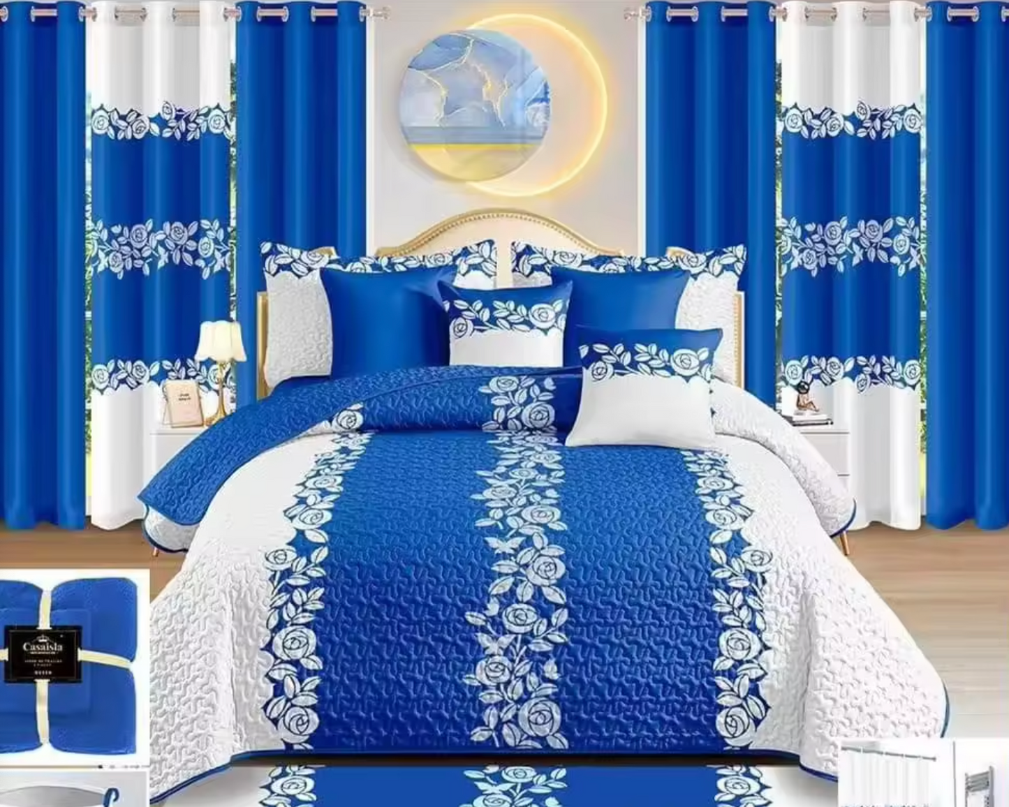 24pieces bedding set with curtains