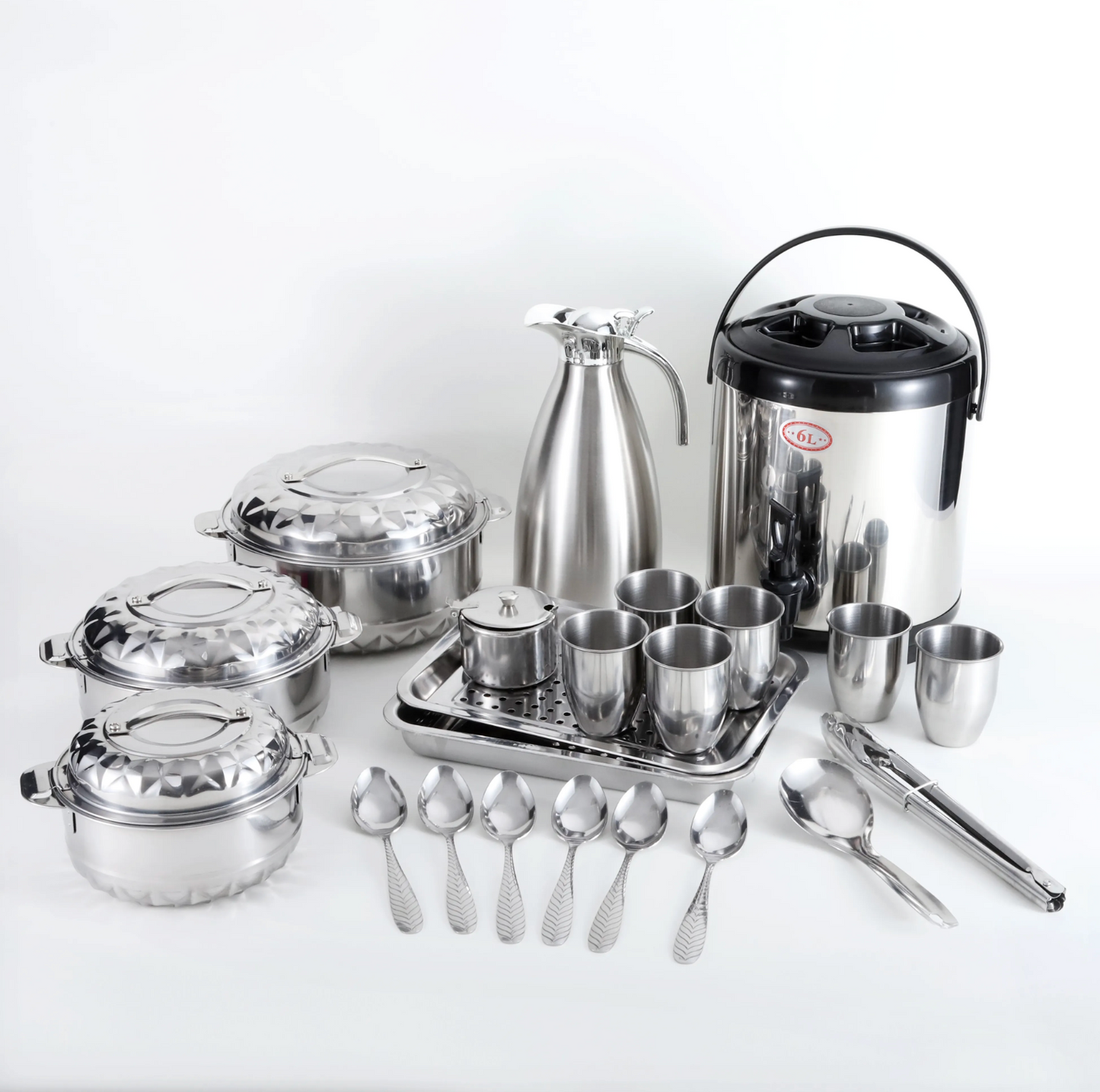 stainless steel 21 pcs kitchenware, food container, insulation cup, plate, spoons