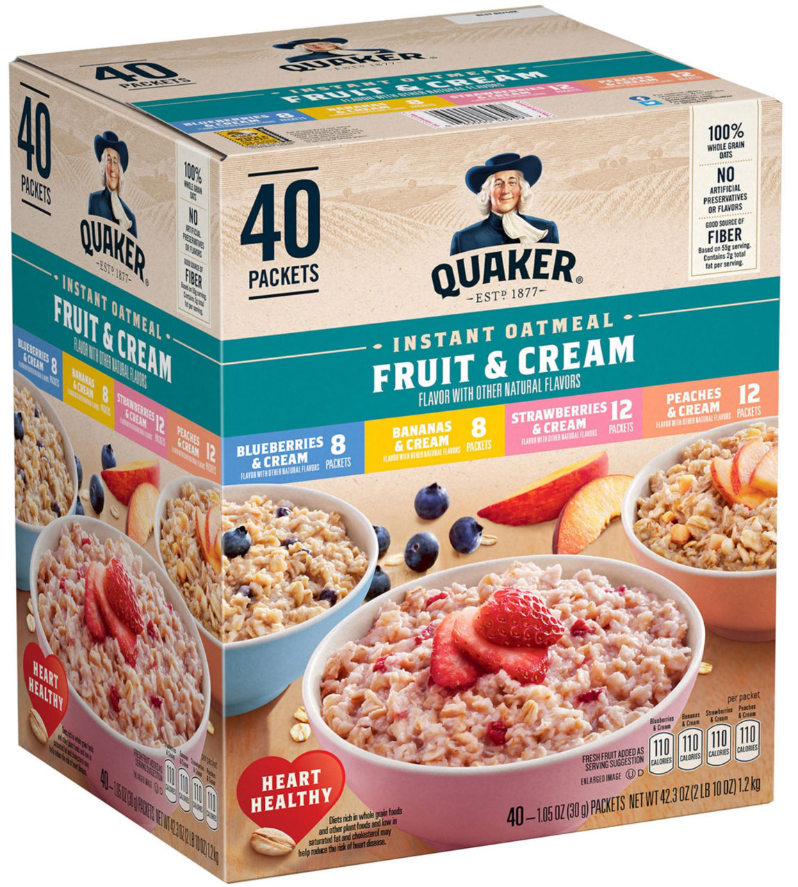 Quaker instant oatmeal fruit, and cream variety pack 40