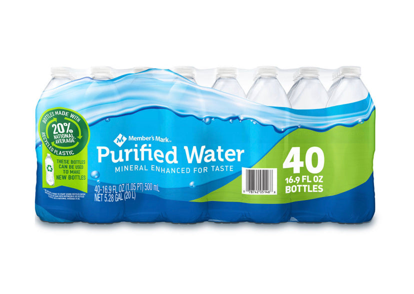 Purified water 40 pack Members Mark