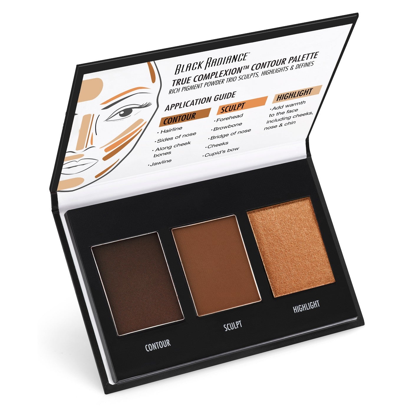 Black radiance contour palette in dark to deep